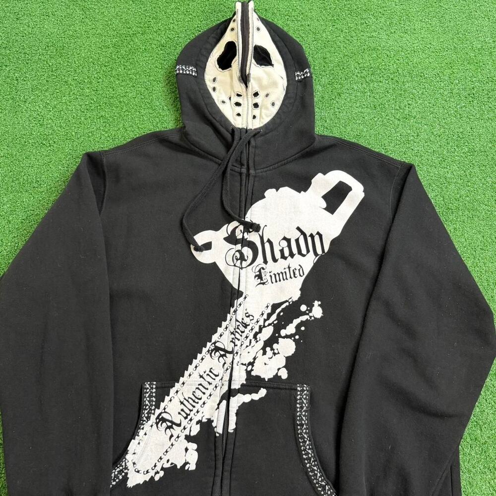 Shady Ltd Chainsaw Jason Mask Zip Hoodie Black Mens XXL Rare Y2K Eminem Hip-Hop